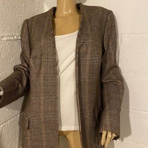 Akris Cashmere Houndstooth Plaid Blazer Jacket